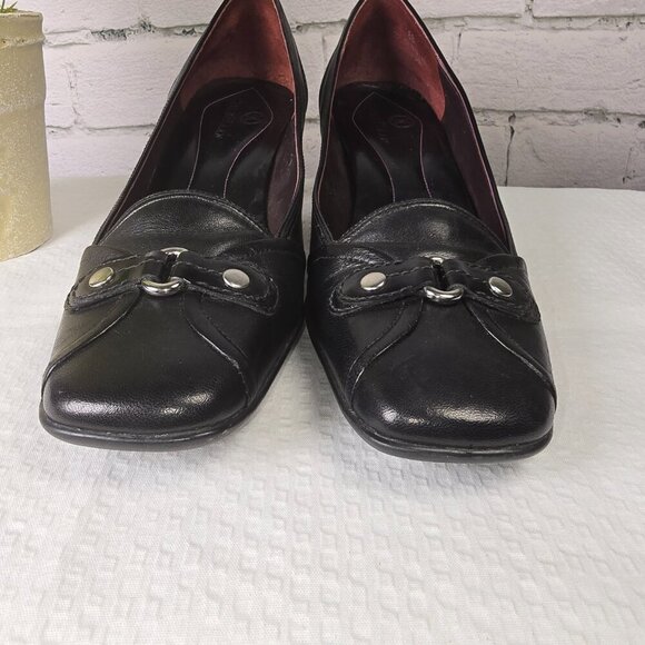WOMENS COLE HAAN NAPA LIVI BLACK LEATHER PUMPS SQUARE TOE SIZE 8.5 EUC - Picture 4 of 7